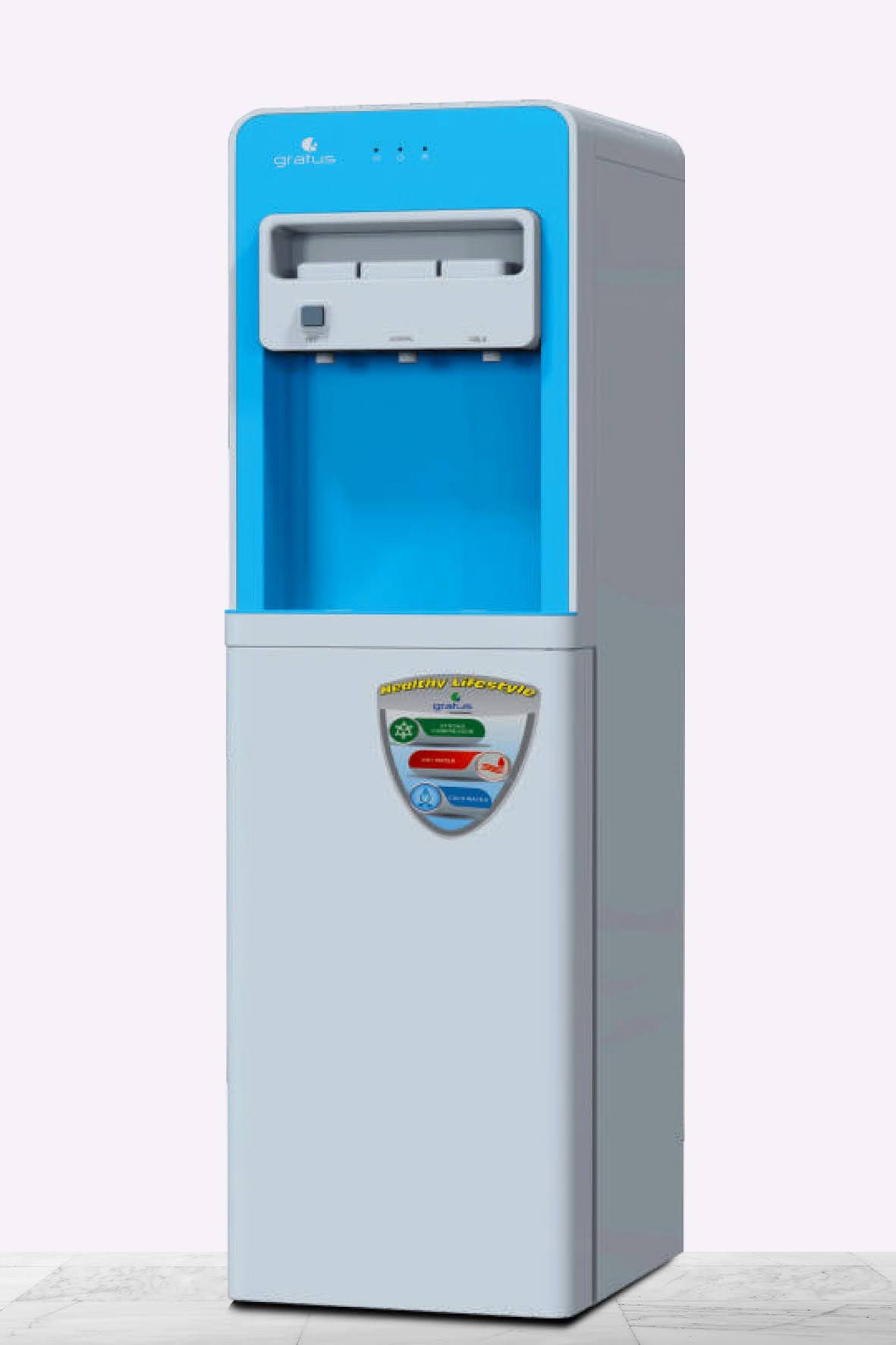 Gratus Hot & Cold 3 Tap Floor Standing Top Loading Water Dispenser with Storage Cabinet | Hot - Water Dispenser by Gratus