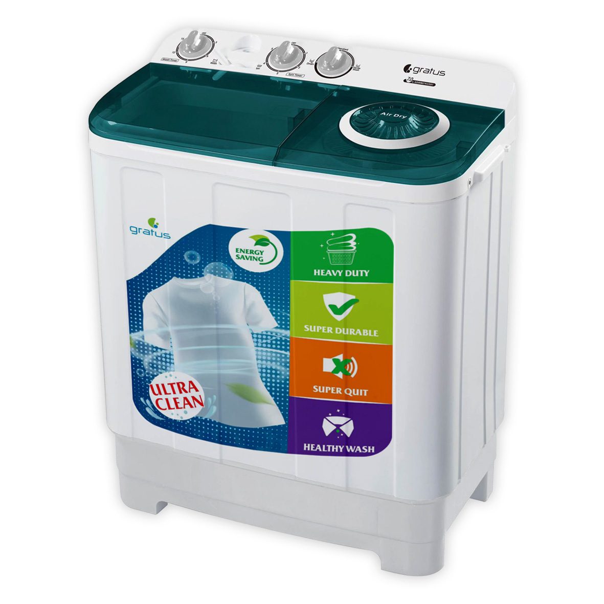 Gratus 7 KG Top Load Semi-Automatic Washing Machine with Spin Dry – GSWM07KCDX1 - Washing Machine by Gratus