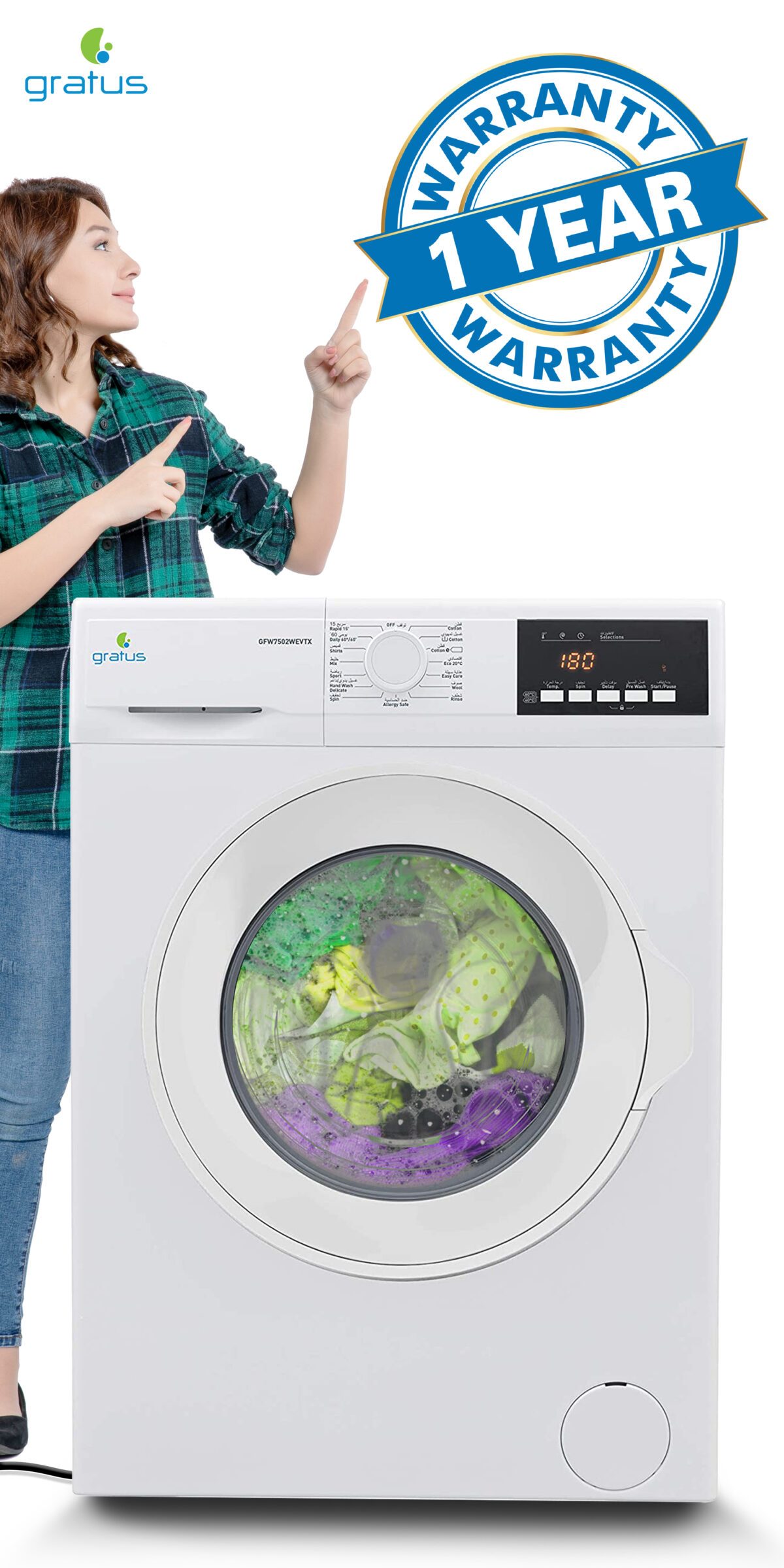 Gratus 7 KG Fully Automatic Top Load Washing Machine (White/Silver) – GTW7501KCDX image 5