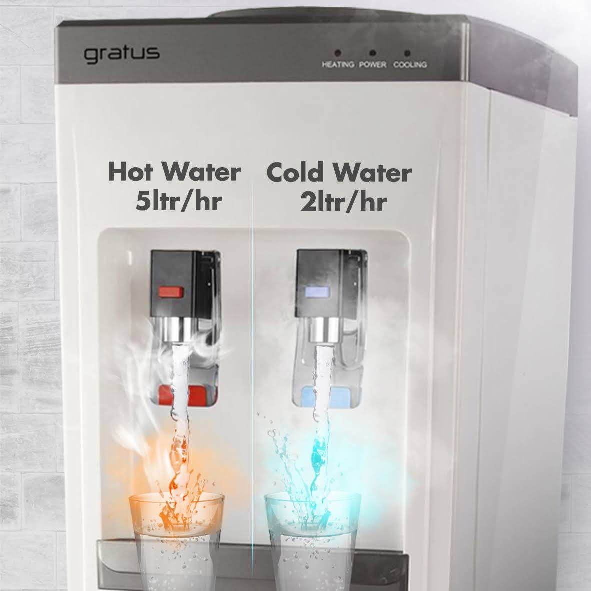 Gratus Hot & Cold 2 Tap Floor Standing Top Loading Water Dispenser | Compressor Cooling | Stainless Steel Hot Water Tank | 1-Year Full & 2-Year Compressor Warranty | GRWD-101 2 image 3
