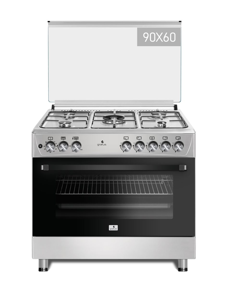 Gratus 90×60cm Free Standing Full Safety Gas Cooker with 5 Gas Burners - Cooking Range by Gratus