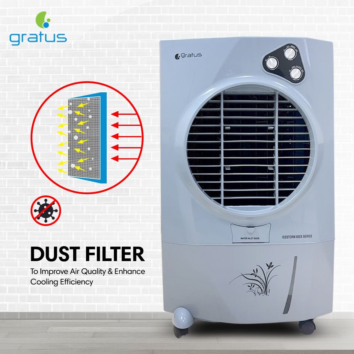 Gratus IceStorm80DX 80L Evaporative Air Cooler with Ice Chamber image 4