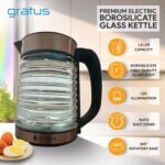 Gratus 1.8L Premium Borosilicate Glass Electric Kettle with 360° Cordless Base image 3