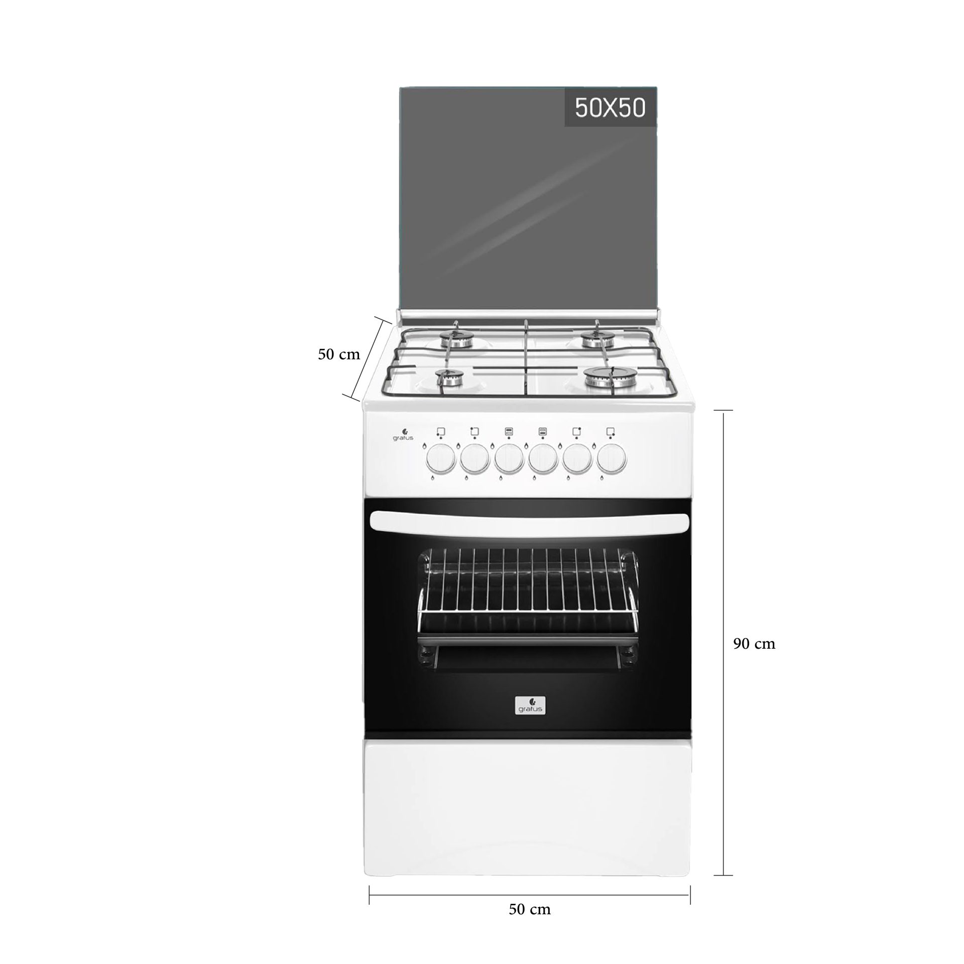 Gratus Classic Series 50 × 50 cm Full Gas Free Standing Cooker with Euro Burners image 3