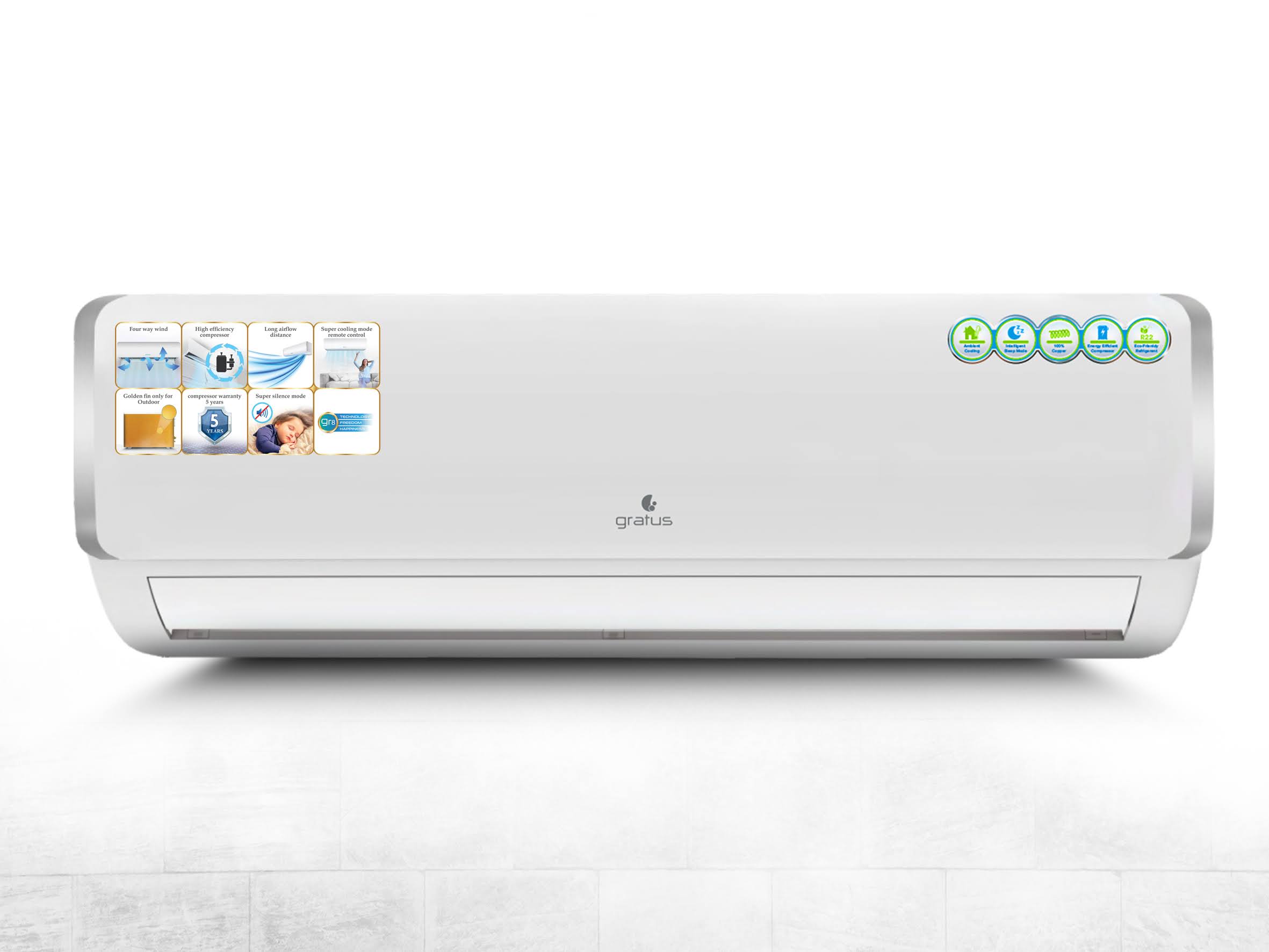 Gratus 24000 BTU 2 Ton Split Air Conditioner | Heavy-Duty Piston Compressor | R410A Refrigerant | GSACP24VX1 image 2