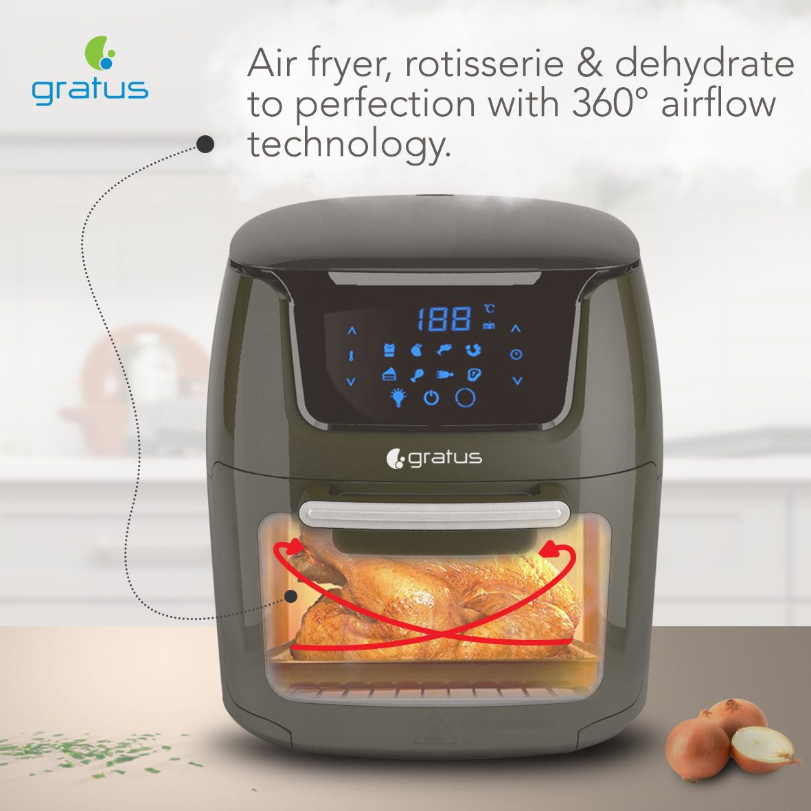 Gratus 12L Digital Air Fryer with LED Touch Display image 8