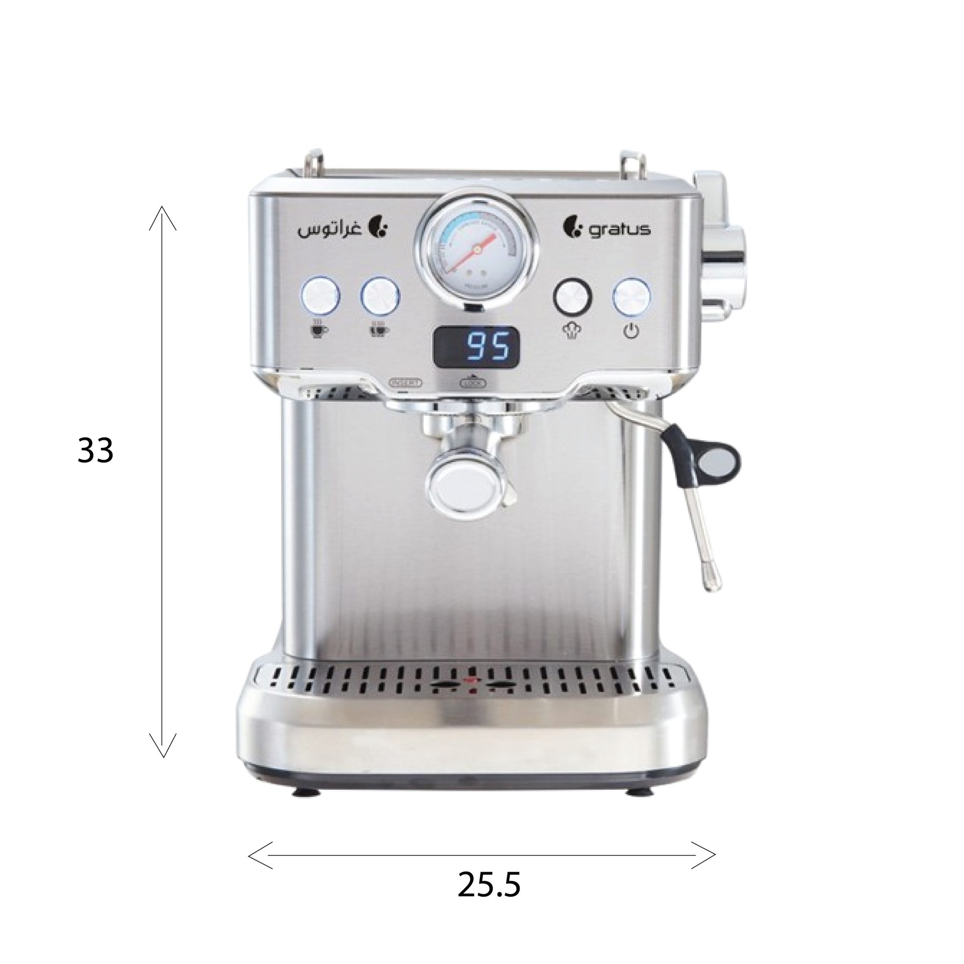 Gratus Barista Espresso Coffee Machine | 20-Bar Italian ULKA Pump | Milk Frother | 1.8L Water Tank | GCM918EXFS image 4
