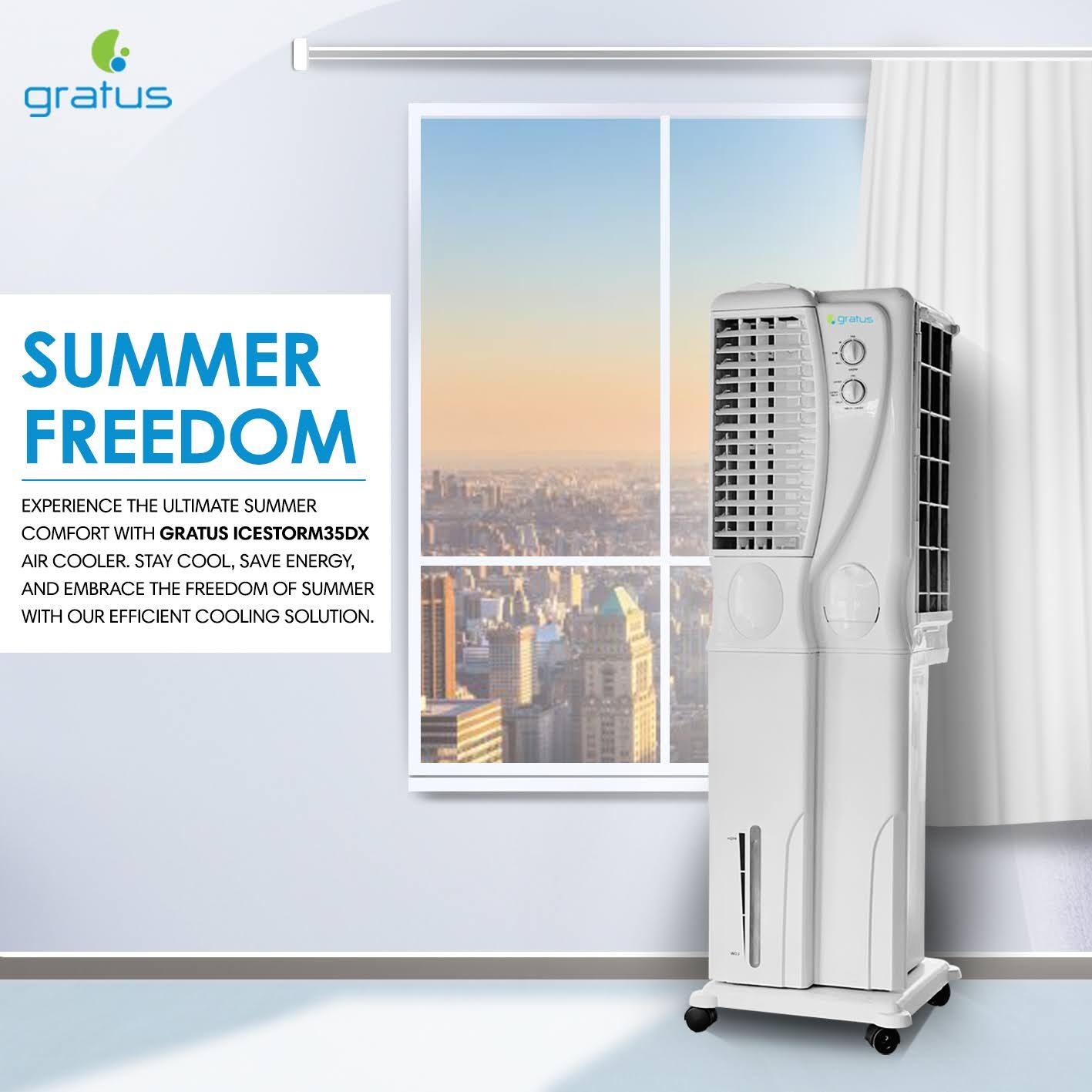 Gratus IceStorm 35L Desert Air Cooler with Honeycomb Cooling Pads – ICESTORM35DX image 3