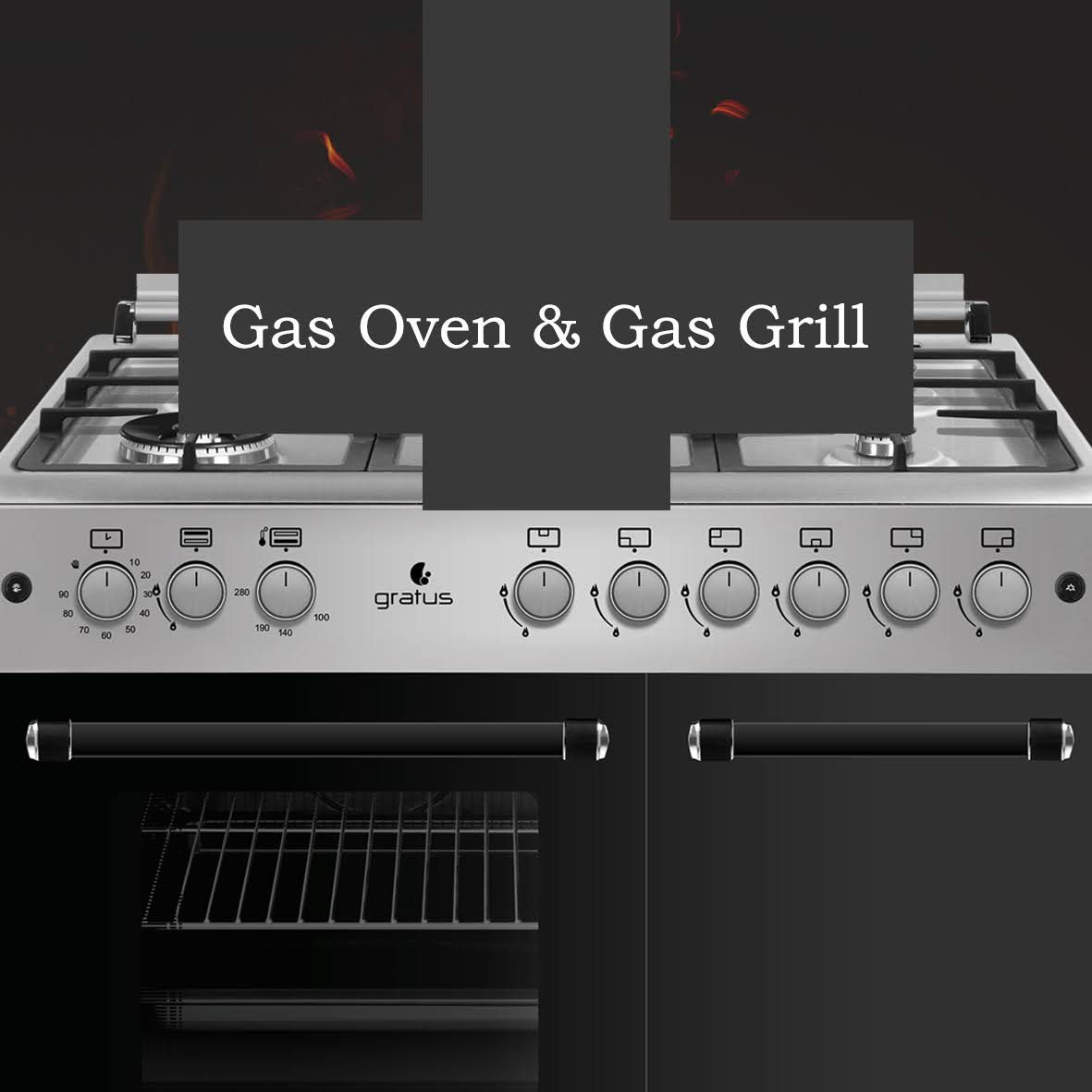 Gratus 90×60 cm 6 Burner Free Standing Gas Cooker with Gas Oven & Grill – GGR961FRTX image 7