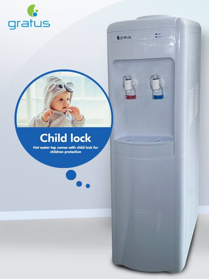Gratus Hot & Cold 2 Tap Floor Standing Top Loading Water Dispenser | Compressor Cooling | Stainless Steel Hot Water Tank | 1-Year Full & 2-Year Compressor Warranty | GWD102BWDX product detail image