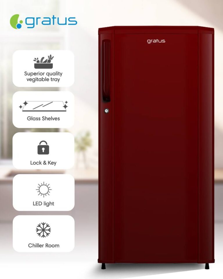 Gratus Single Door Refrigerator (Maroon color) image 13