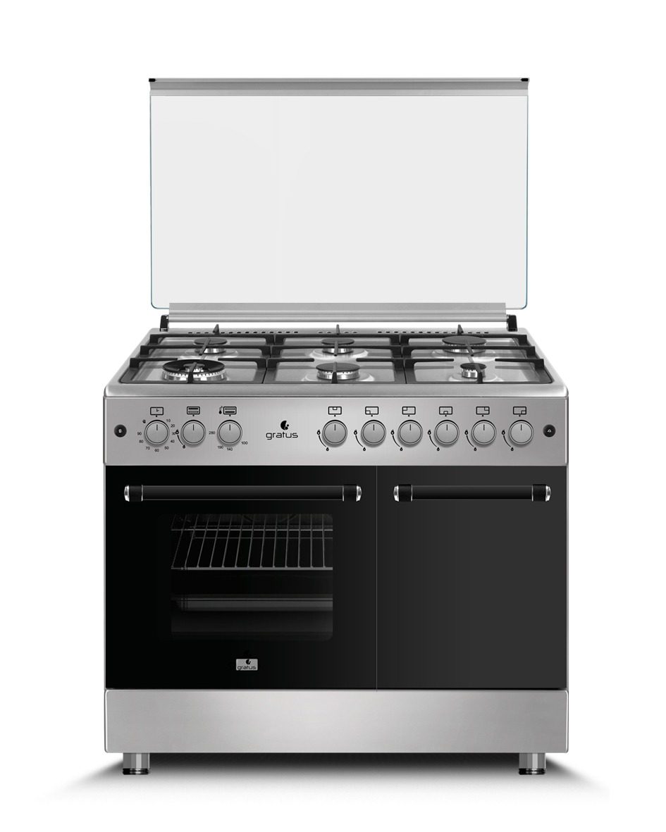 Gratus 90×60 cm 6 Burner Free Standing Gas Cooker with Gas Oven & Grill – GGR961FRTX