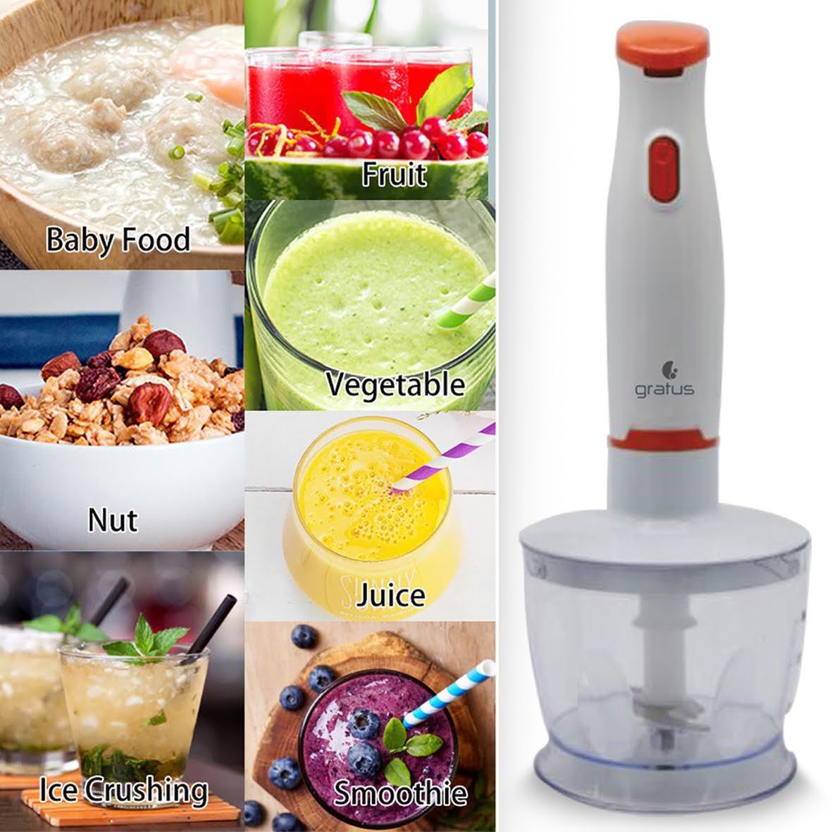 Gratus 400W 4-in-1 Hand Blender with Chopper image 3