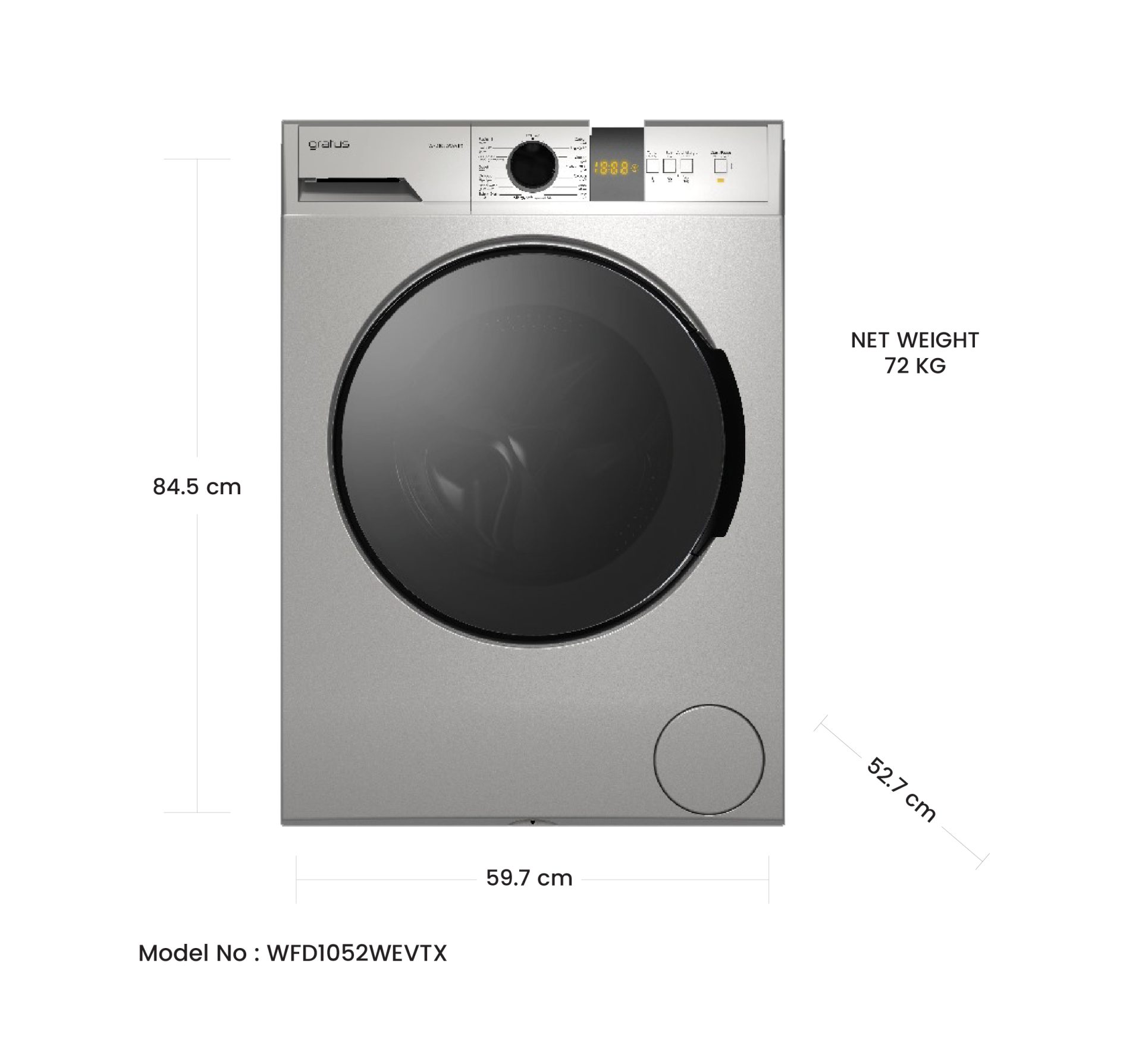 Gratus 10Kg Front Load Washing Machine image 4