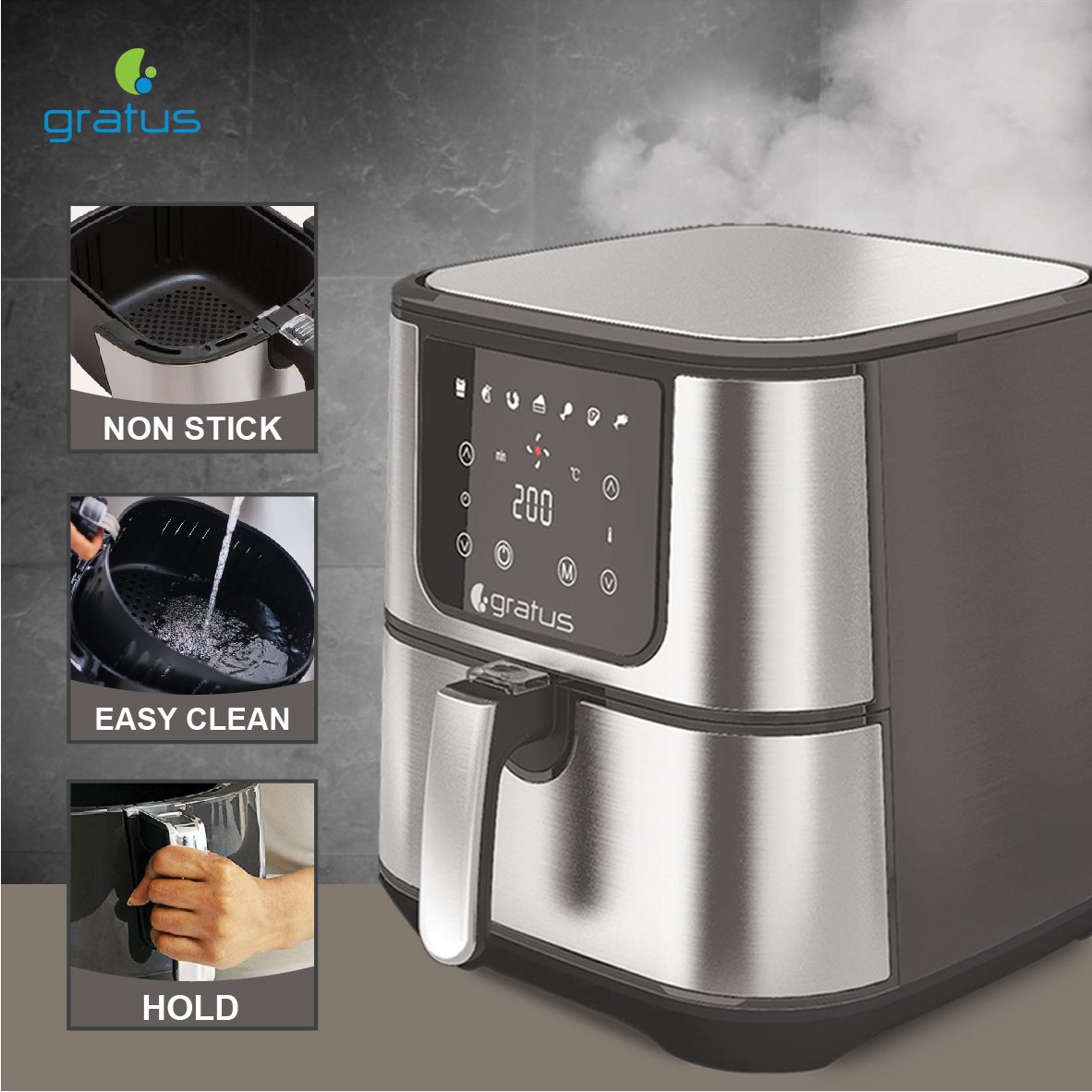 Gratus 12L Digital Air Fryer with LED Touch Display image 9