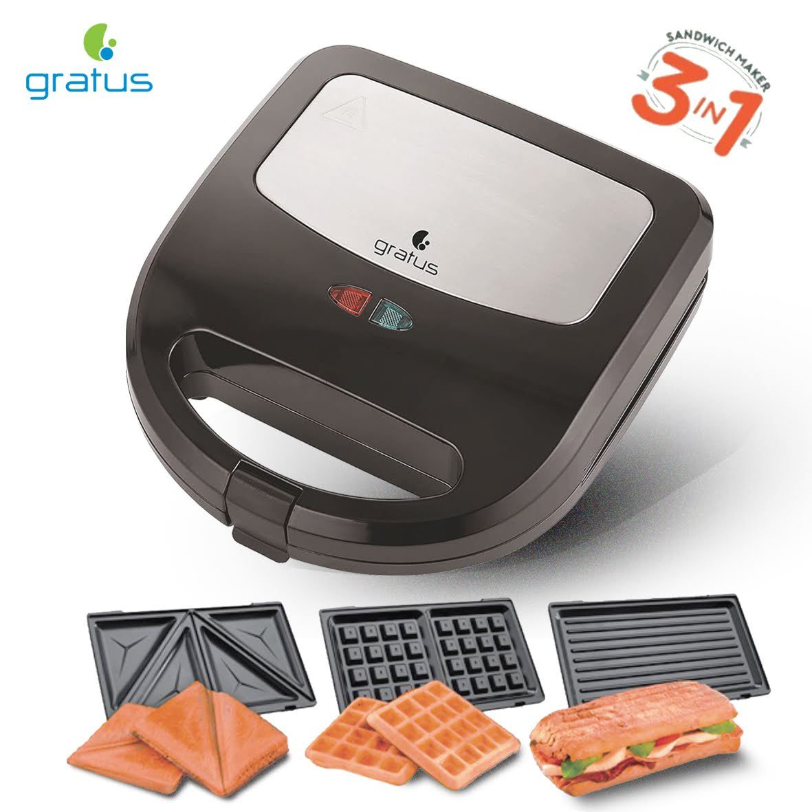 Gratus 750W 3-in-1 Sandwich Maker image 2