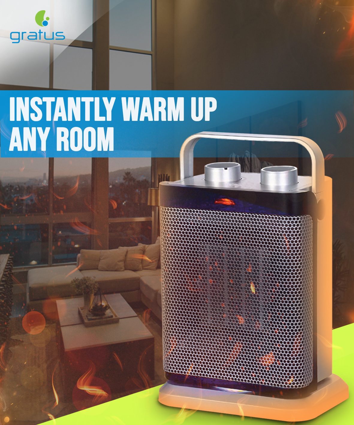 Gratus Halogen Electric Heater – GPFH1802TC image 3