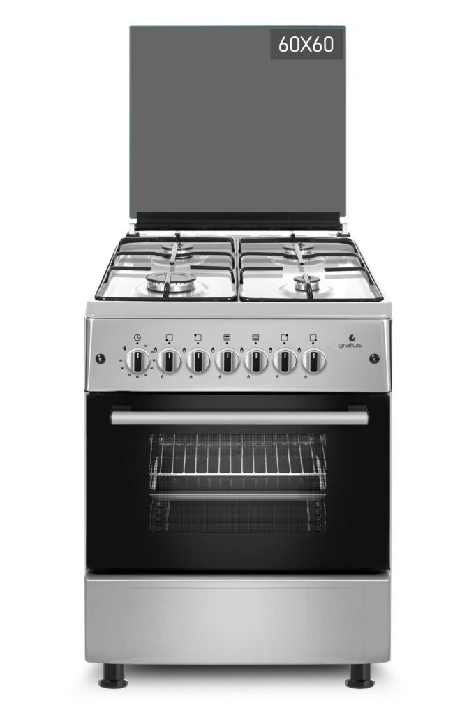 Gratus Bright Series 60×60 Full Gas Free Standing Cooker with Euro Burners – GGR64FRTX