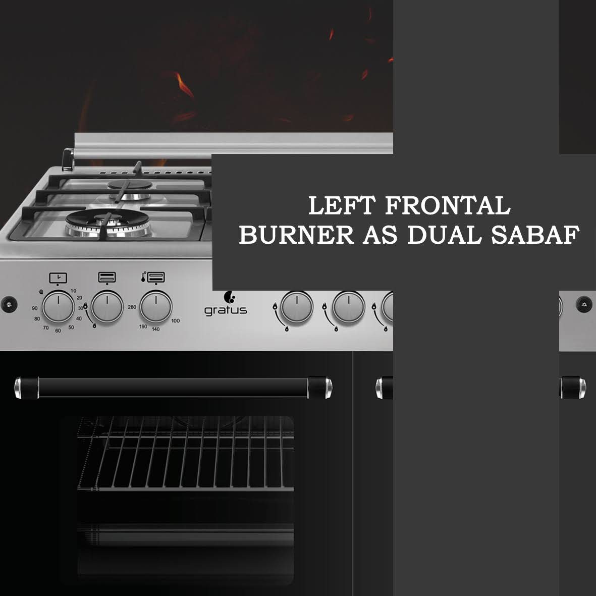 Gratus 90×60 cm 6 Burner Free Standing Gas Cooker with Gas Oven & Grill – GGR961FRTX image 5