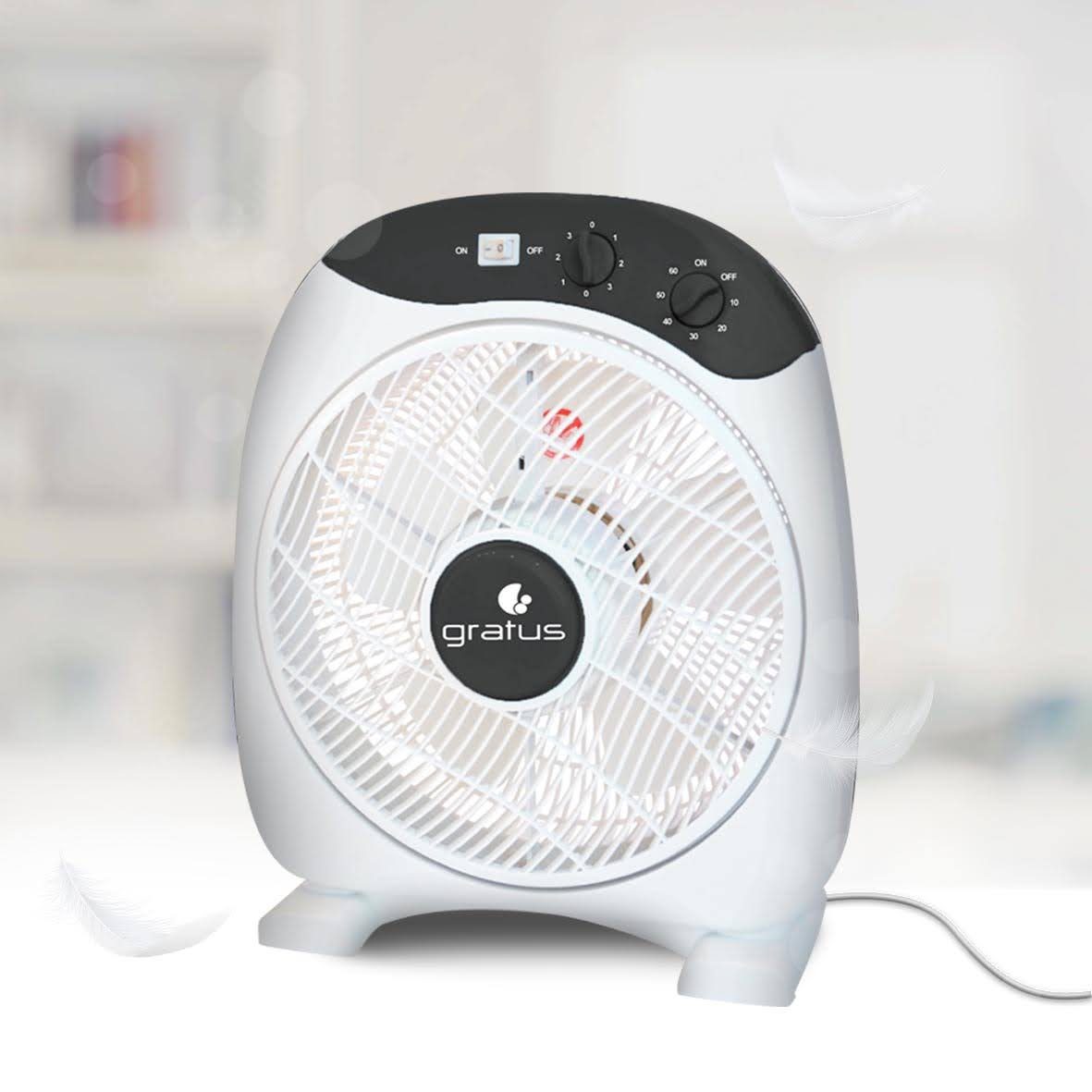 Gratus 12" Electric Box Fan with 5 Leaf Strong Blades - Fan & Evaporative Coolers by Gratus
