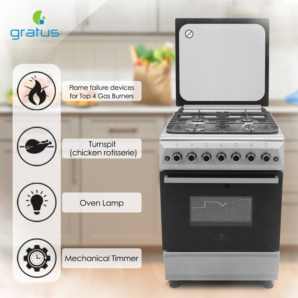 Gratus 60×60 Free Standing Gas Cooker image 8