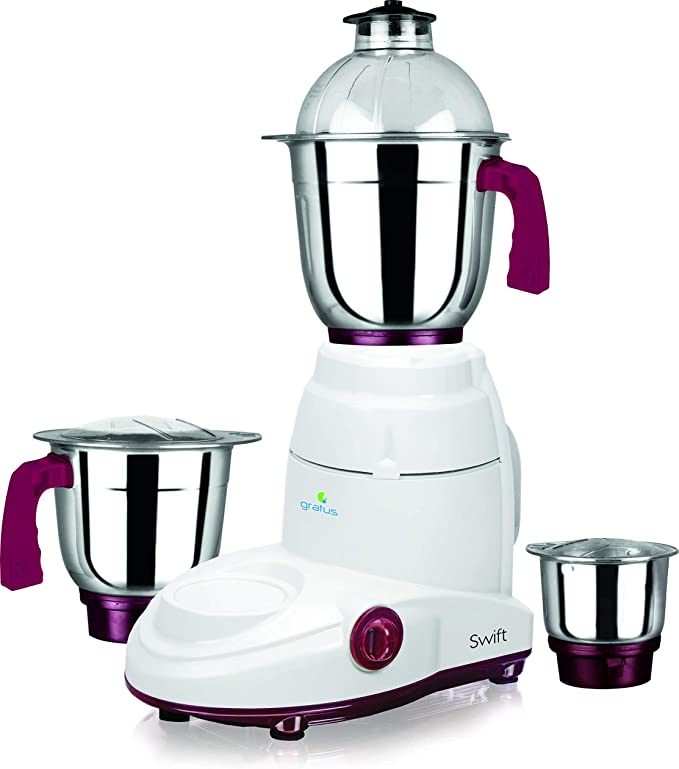 Gratus 600W Mixer Grinder with 3 Stainless Steel Jars image 4