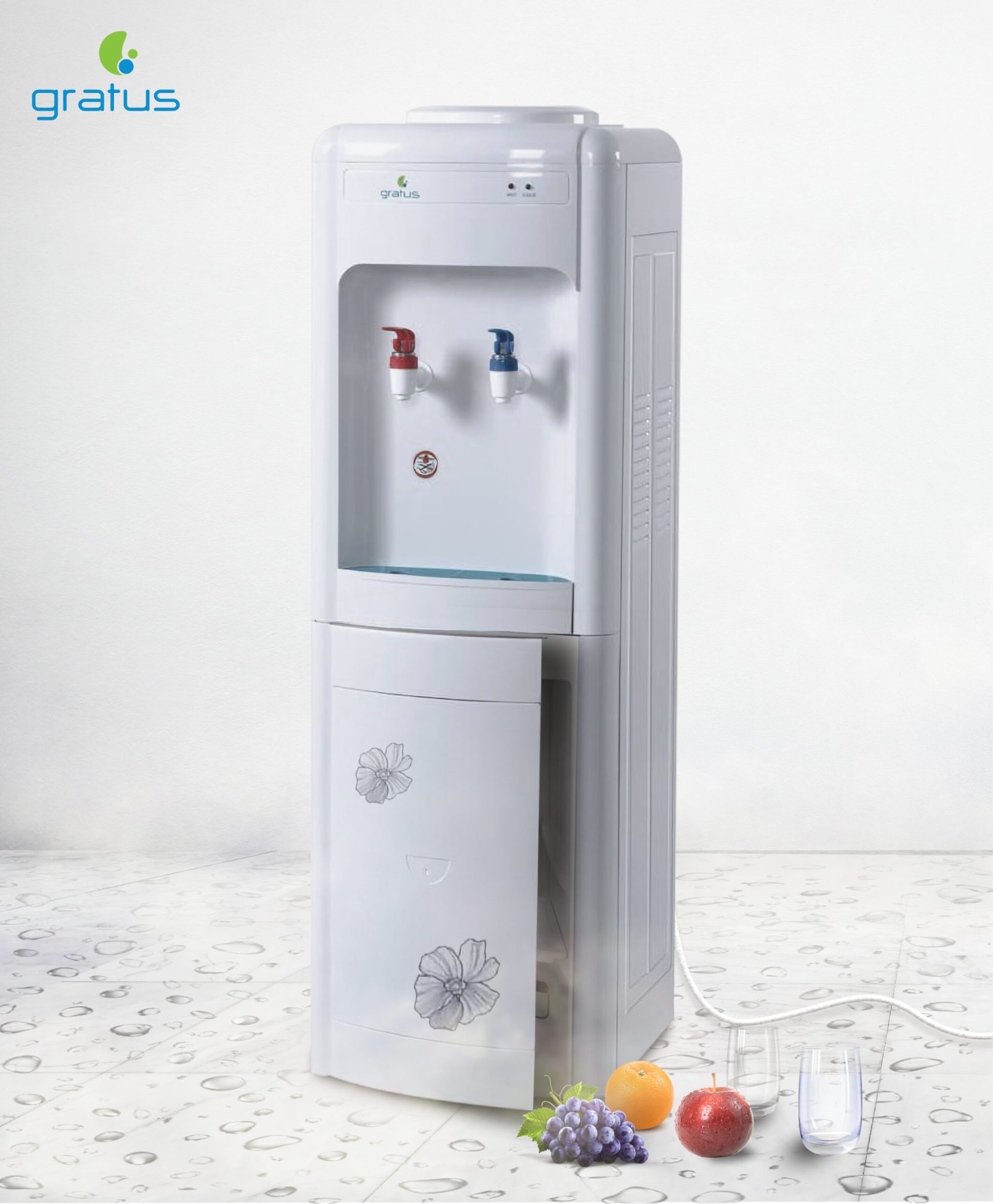 Gratus 2 Tap Hot & Cold Water Dispenser with Refrigerator (White) – GWD520ZCFRW product detail image