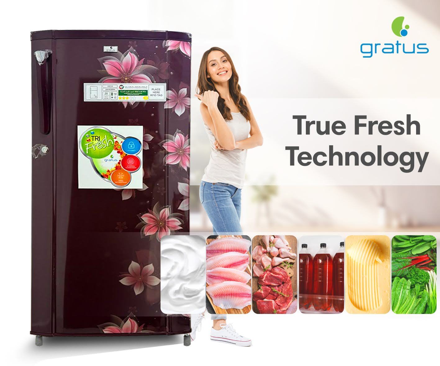 Gratus 246L Direct Cool Single Door Refrigerator – Marine Peony | GDCR246BHI image 11