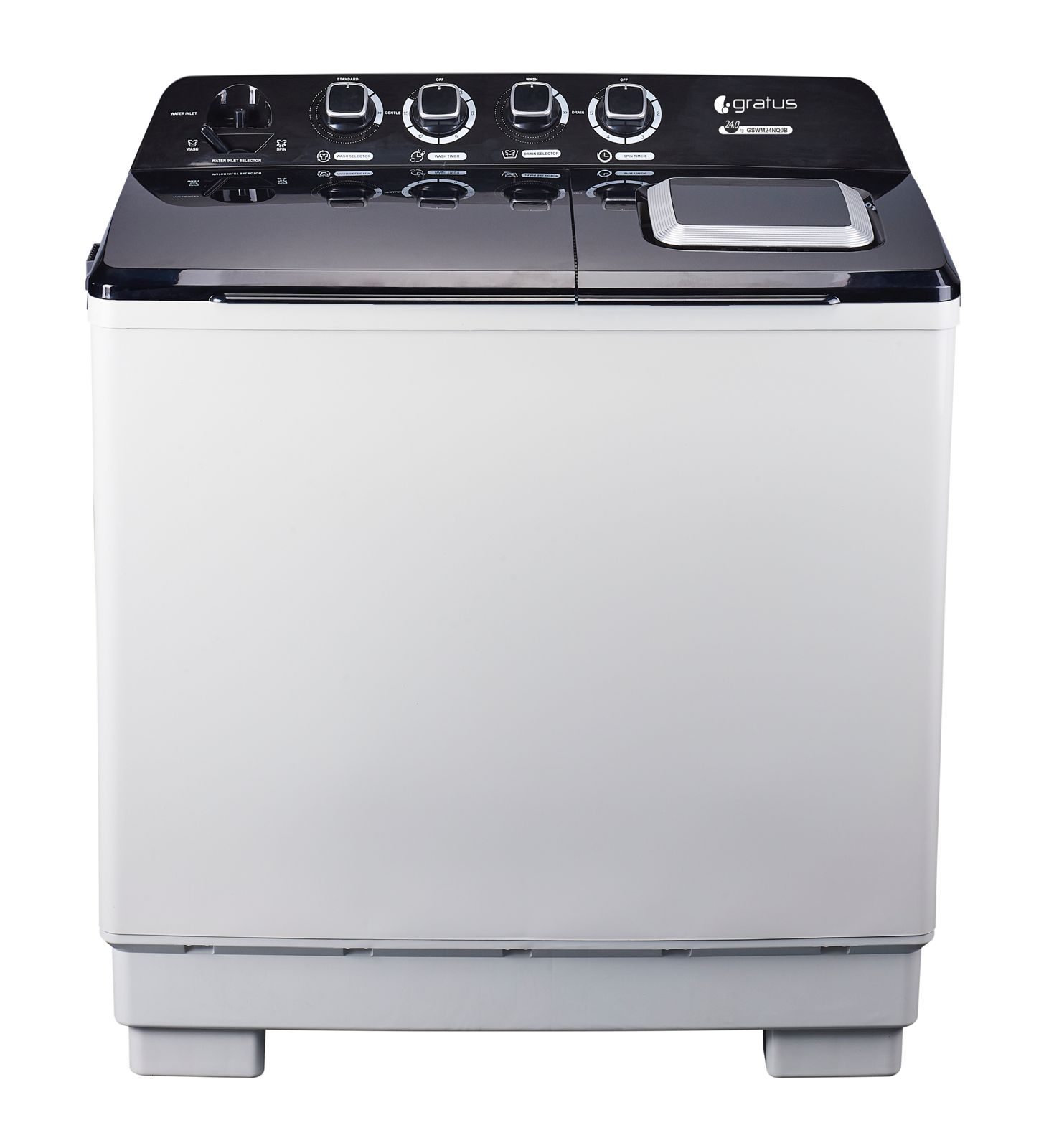 Gratus 24 KG Top Load Semi-Automatic Washing Machine (White/Black) - Washing Machine by Gratus
