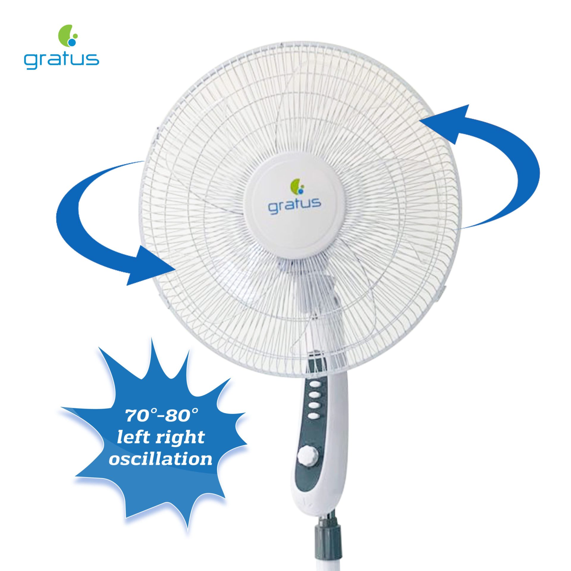 Gratus 16 Inch Pedestal Stand Fan 45W with 5 AS Blades & 2-Hour Timer – GRSF20121HAHC image 4