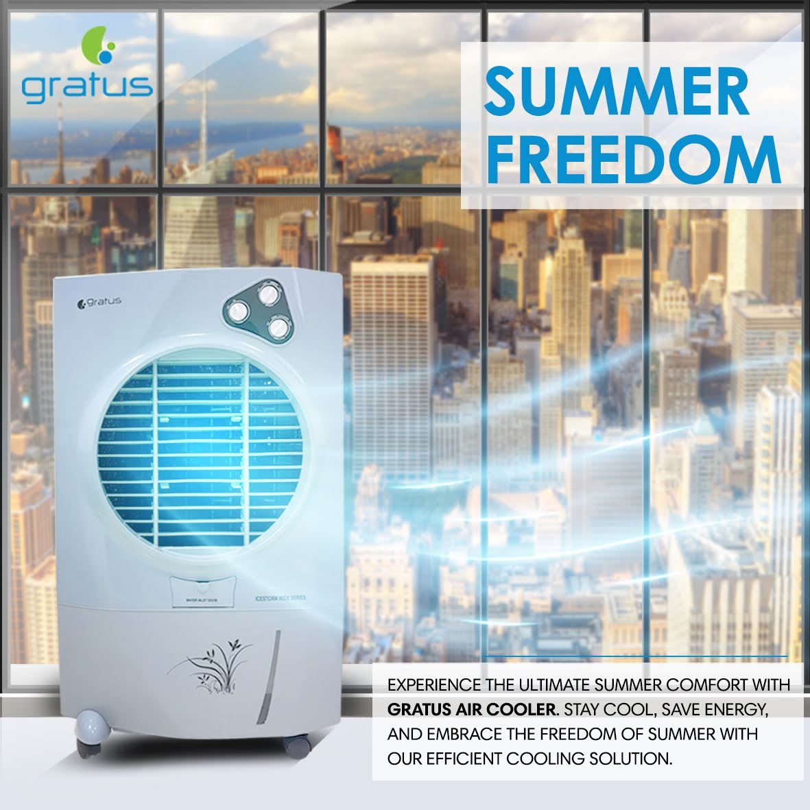 Gratus IceStorm80DX 80L Evaporative Air Cooler with Ice Chamber image 6