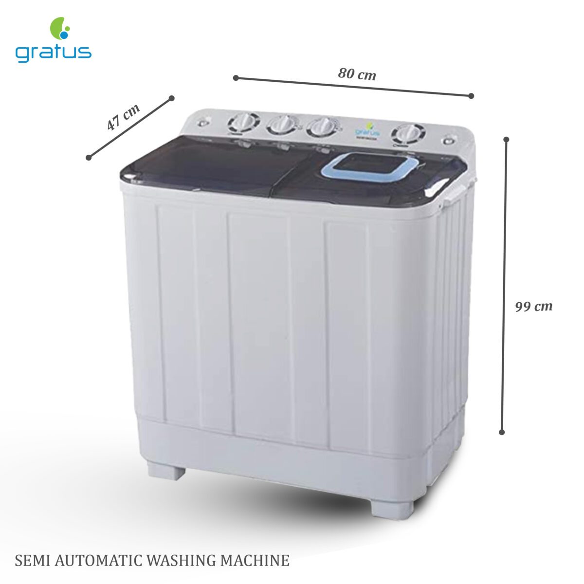 Gratus 10 KG Semi-Automatic Top Load Twin Tub Washing Machine – GSW10KCDX image 2