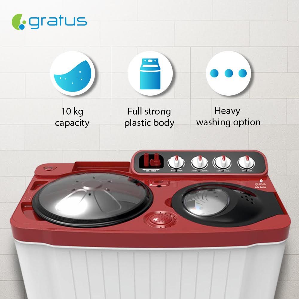Gratus 10 KG Semi-Automatic Top Load Washing Machine – Made in India | GSWM100IVDX image 6