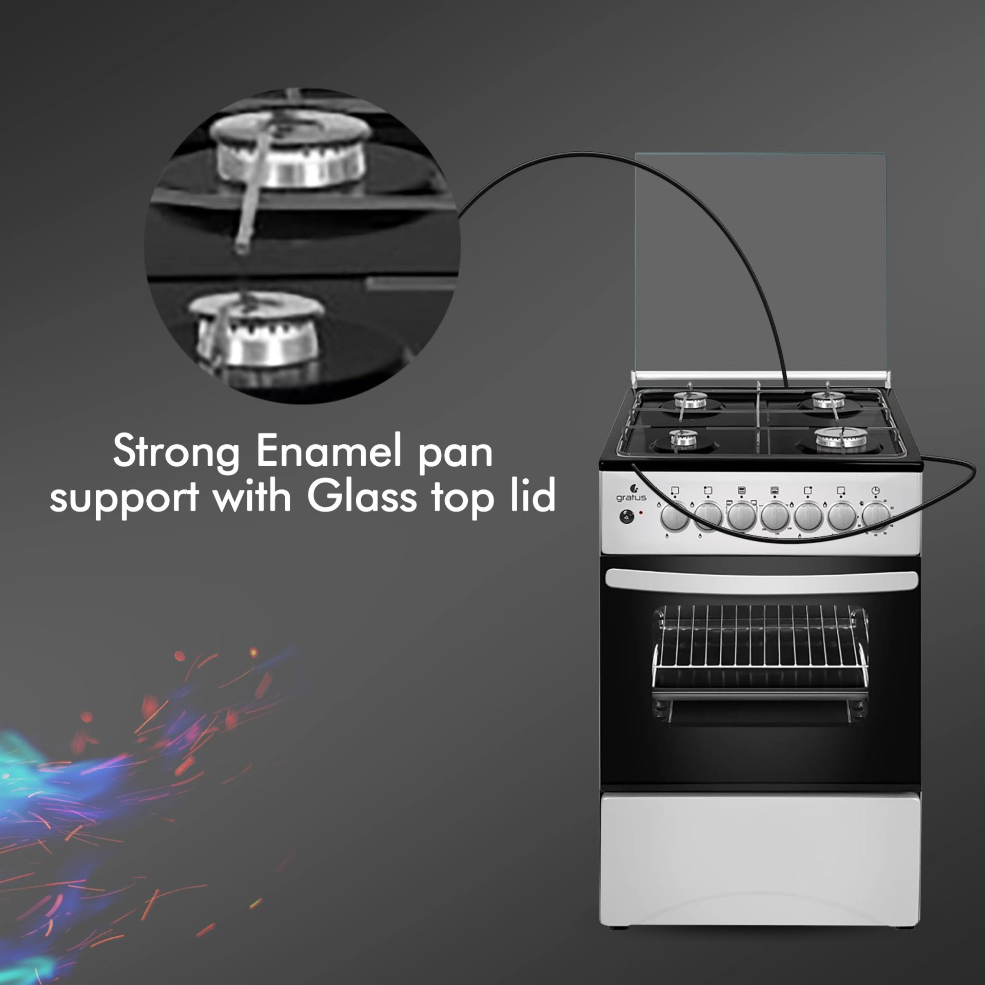 Gratus Classic Series 50 × 50 cm Full Gas Free Standing Cooker with 4 Euro Burners image 5