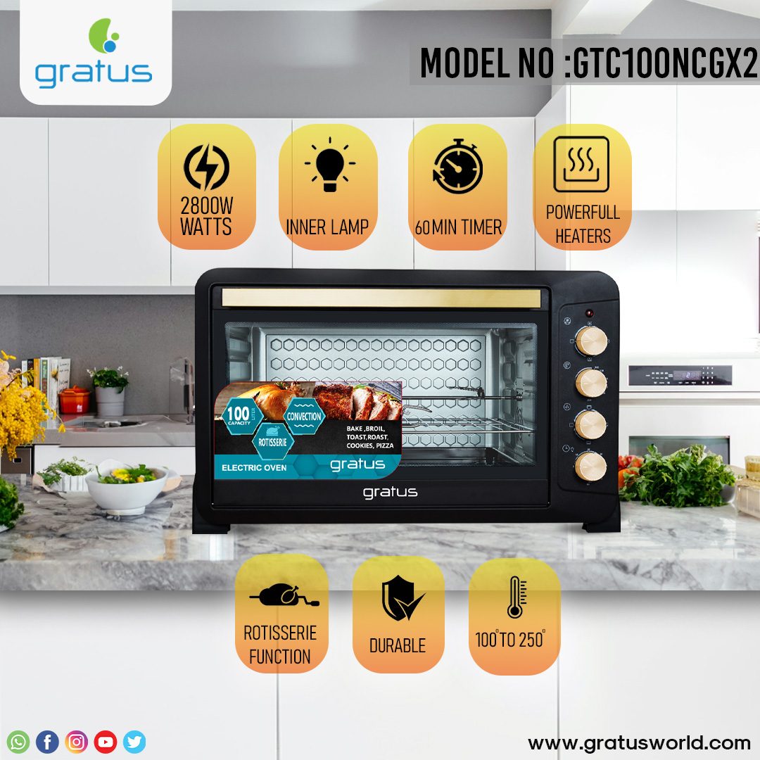 Gratus 100L Electric Oven Toaster Grill with Rotisserie image 4