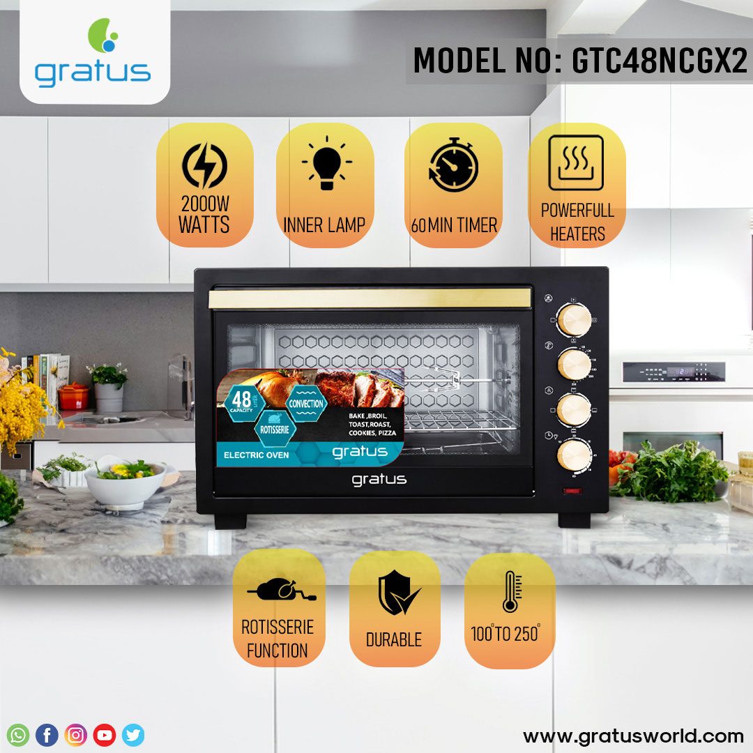 Gratus 48L 2000W Electric Oven Toaster Grill with Rotisserie image 5