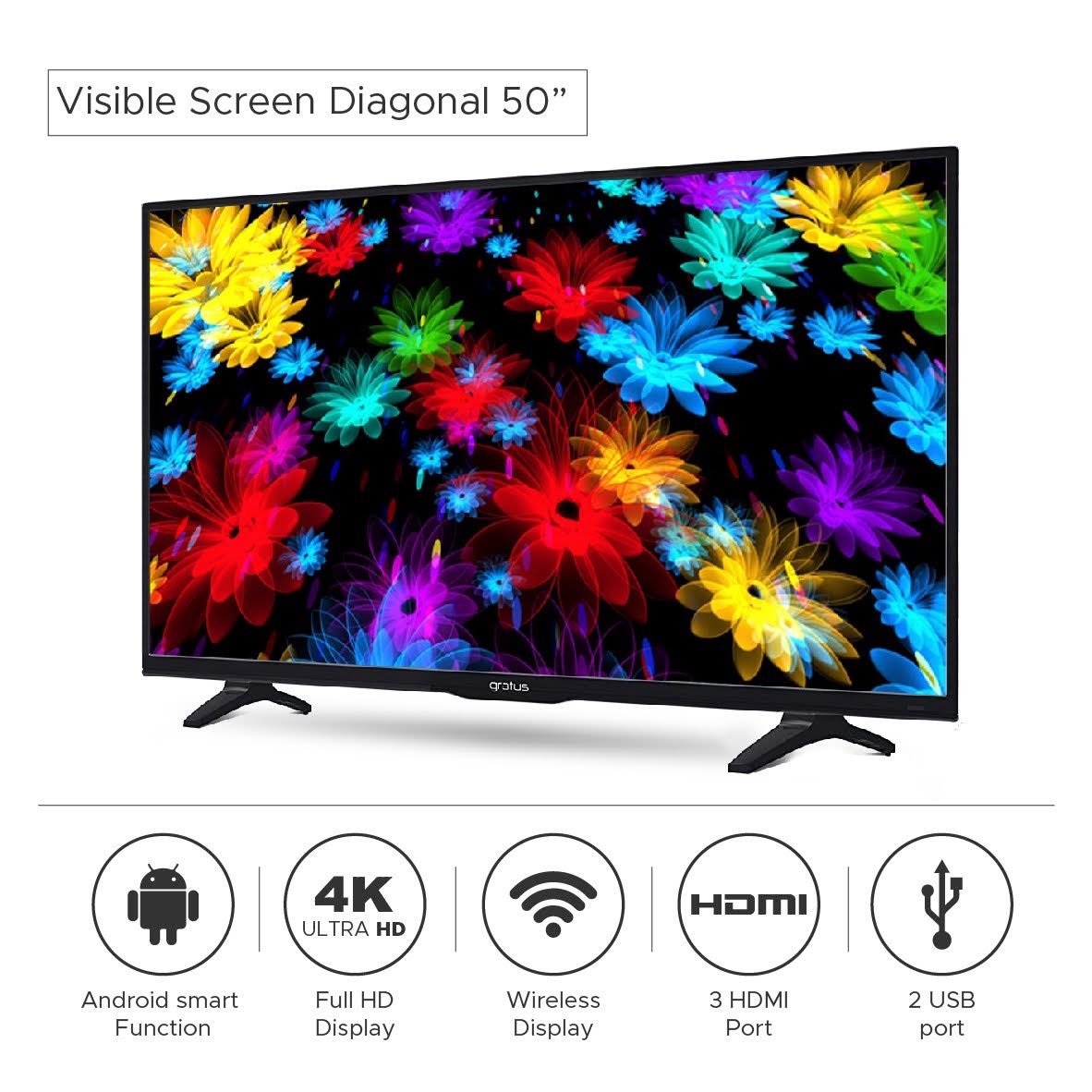Gratus 50 Inch UHD 4K Smart LED TV with Android 11.0 image 4