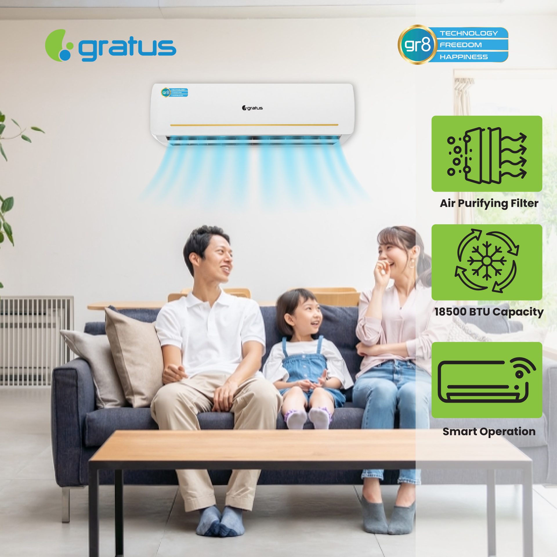 Gratus 1.5 Ton Split Air Conditioner with Heavy-Duty Piston Compressor image 4