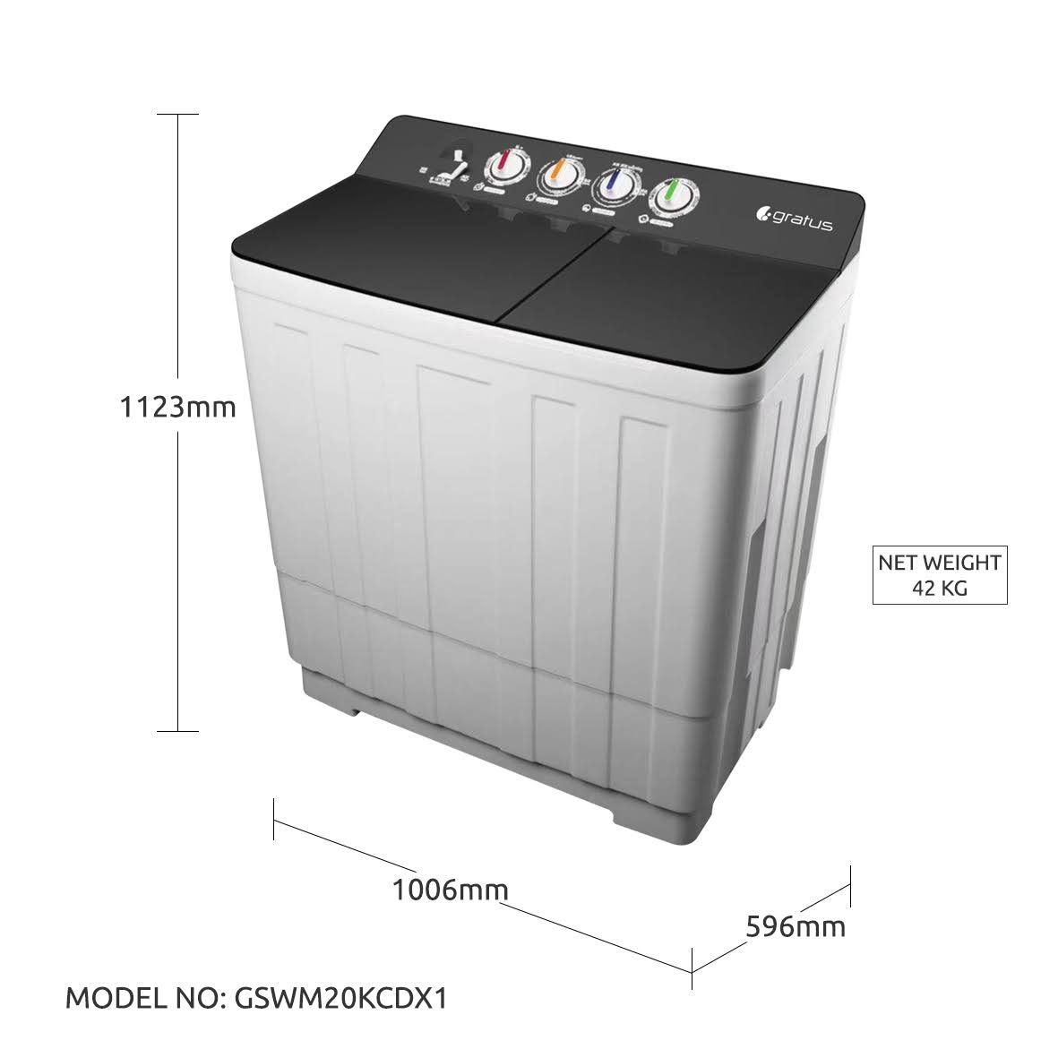 Gratus 20 KG Giant Series Top Load Semi-Automatic Washing Machine – GSW20KCDX1 image 8