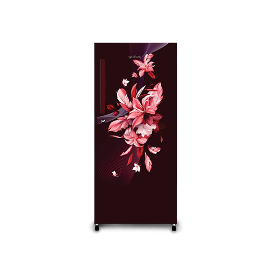 Gratus GDCR276RHI Direct Cool Single Door Refrigerator with Base Drawer – Red Opal
