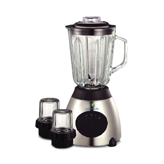 Gratus 400W 3-in-1 Glass Blender with 1.5L Thermo-Resist Glass Jug & 2 Glass Mill Jars – GBG5503FC