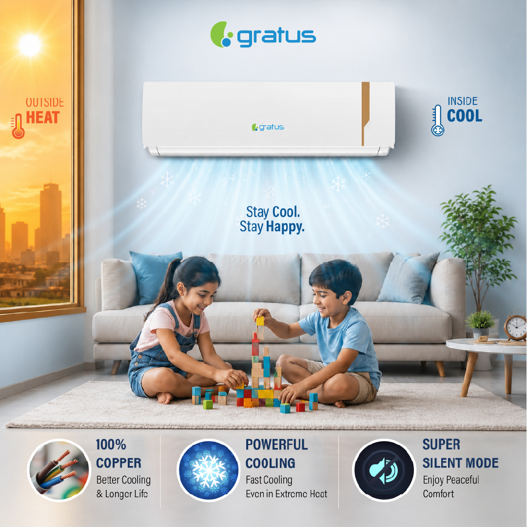 Gratus 2.5 Ton Split Air Conditioner | Heavy-Duty Piston Compressor | R410A Refrigerant | GSAC30TPC image 4