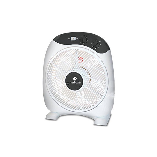 Gratus 12" Electric Box Fan with 5 Leaf Strong Blades, 3-Speed Control & Overheat Protection – Model GRBF12FTBM - Fans & Evaporative Coolers by Gratus
