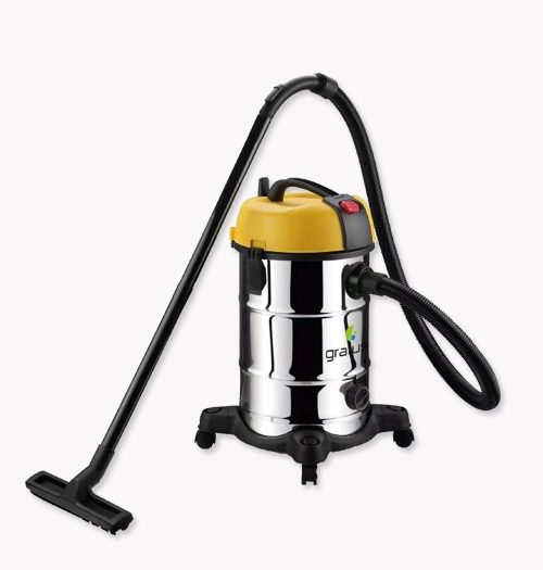 Gratus Wet/Dry/Blow Canister Vacuum Cleaner, 1300Watts Motor, Stainless Steel Body, 30L SS Tank, Multi Filtration And 1-Year Warranty, Model-GR-WVC22313AC